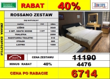 MEBIN - ROSSANO - KOMPLET MEBLI - LUSTRO, ŁÓŻKO 160, TOALETKA, NADSTAWKA, STOŁEK, SZAFKA NOCNA - DĄB 